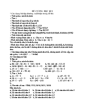 Đề cương học kì 1 môn Toán Lớp 6